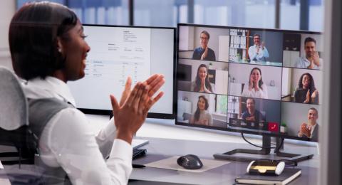 Businesswoman taking part in a virtual meeting