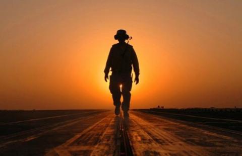 Soldier at sunset