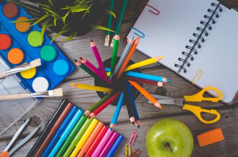 An array of school supplies