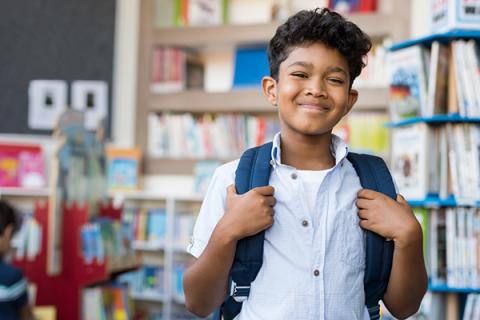 Boy in library