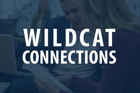 Wildcat Connections logo overlaid on an image of professionals reviewing documents