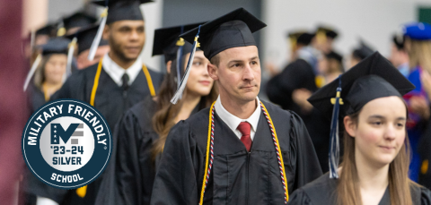 students walking at graduation