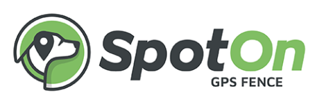 logo of a dog graphic with text that says spot on gps fence